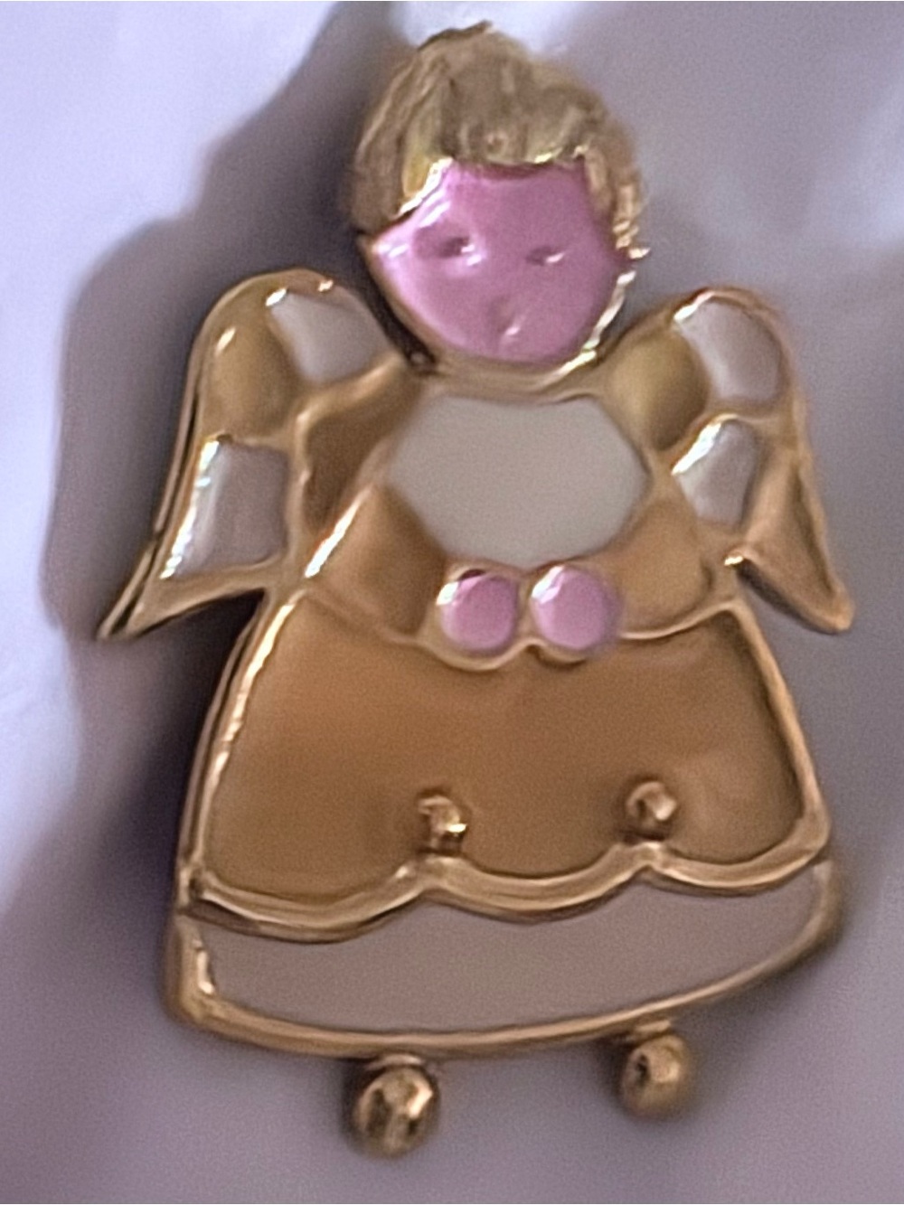 Gold Angel Enamel Pin - Pink and Cream Kids Accessory